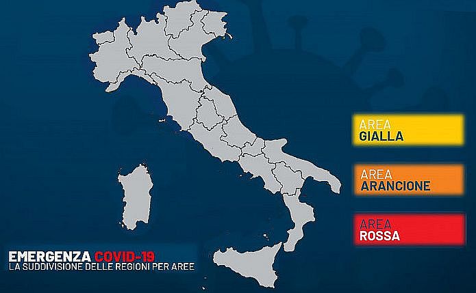 kleurcodes Italië per regio - colori regione - sinds 28 juni